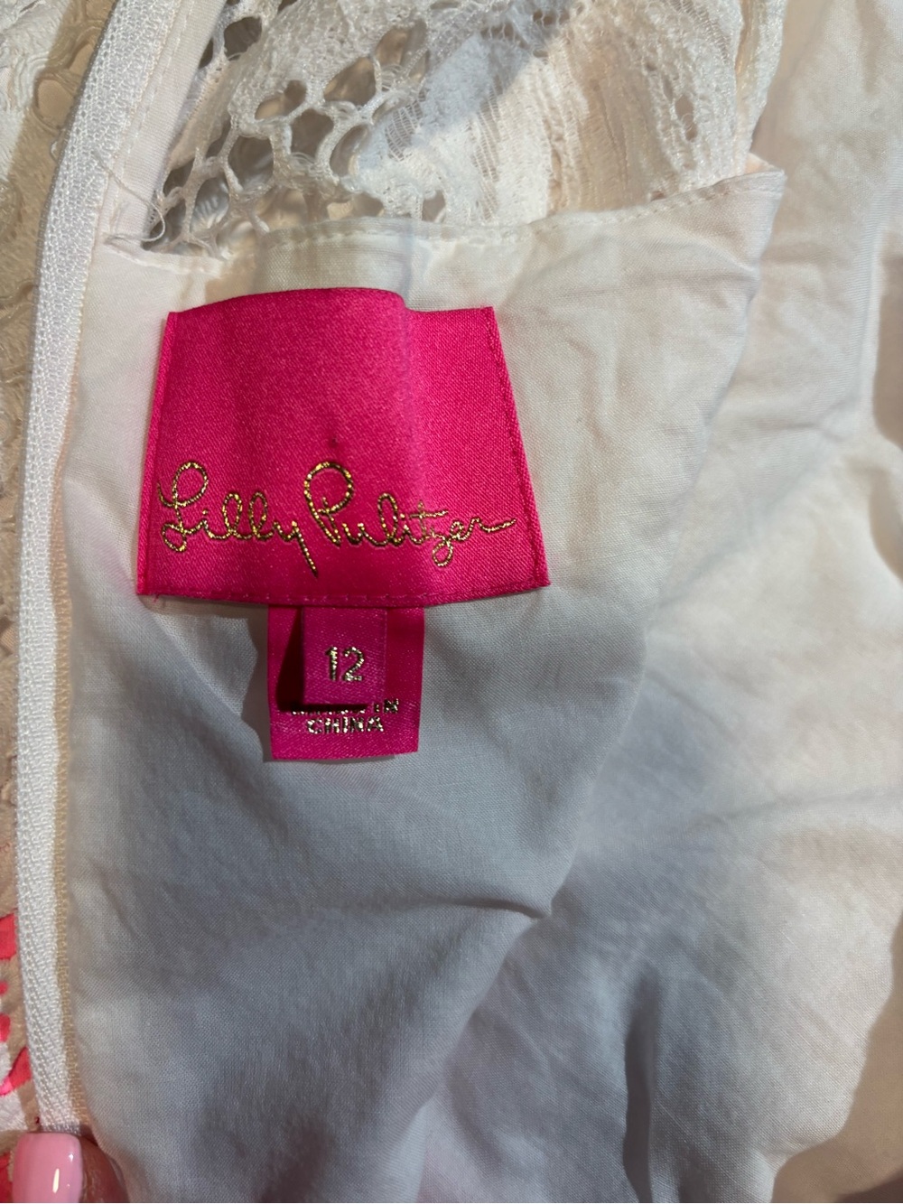 Lilly Pulitzer White Lace Bodice Pink A-Line Midi Dress - Picture 7 of 10